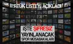 RTÜK şifresiz yayınlanacak spor müsabakalarını açıkladı.