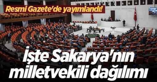 Resmi Gazete’de yayımlandı! İşte Sakarya’nın milletvekili dağılımı.