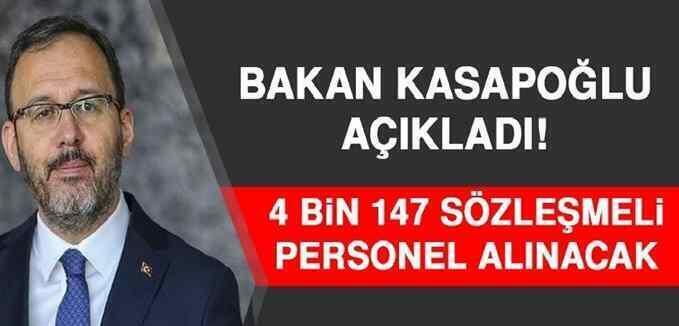 Bakan Kasapoğlu duyurdu! Sözleşmeli personel alınacak.