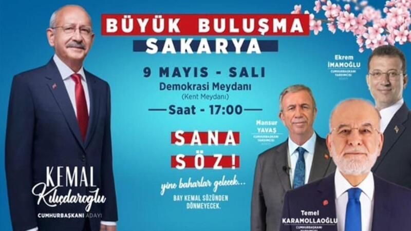 Cumhurbaşkanı adayı Kemal Kılıçdaroğlu Sakarya’ya geliyor!